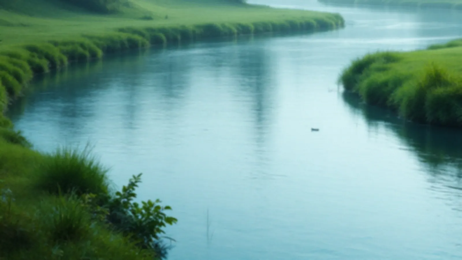 A calm clear river winding through green banks in soft morning mist, the NoteOtter view of small loans online, $100 – $5,000